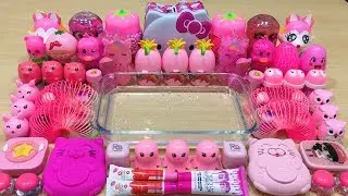 Special Series #80 PINK Satisfying Slime Videos ! Mixing Random Things into Clear Slime