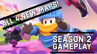 Fall Guys All 4 New Season 2 Maps [gameplay]  Knight Fever - Wall Guys - Egg Siege - Hoopsie Legends