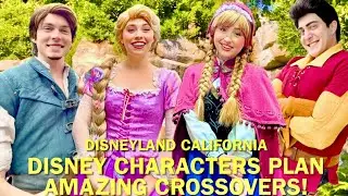 Rapunzel, Flynn, Anna, & Gaston Plan AMAZING Frozen/ Tangled Crossovers at Disneyland! #disney 