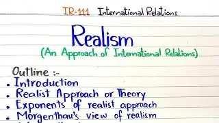 Realism || An Approach of International Relations #IR-111 #2ndsemester #PunjabUniversity #PU