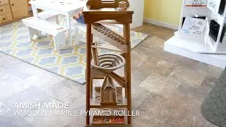 Watch in Action! Amish-Made Wooden Marble Pyramid Tower Toy
