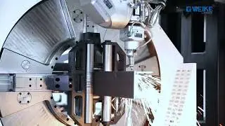 Three-chuck swing laser head pipe cutting machine, zero tailings, automatic loading and unloading.