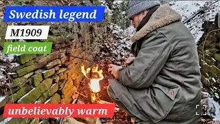 Swedish WW2 Coat ,Old Trench COOKING 🍳 #bushcraft #nature #coldweather #vintage 