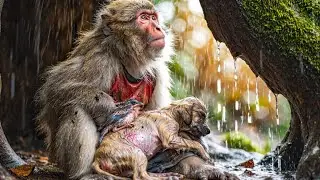 The Baby Monkey and the Little Sparrow | A Rainy Day Rescue