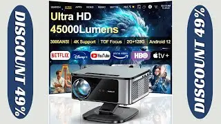 2025 Horlat 45000 Lumens 4K UHD Projector Laser TOF Focus Android 12 WiFi 1080P Full HD Home Theater