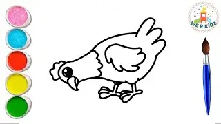How to Draw  Hen 🐓 || Drawing and Coloring Hen Cartoon || easy video step by step Made for Kids😊