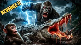 REVENGE!! King Kong vs Giant Crocodile: Punishing The Predator to Protect Baby Monkey| AI Short Film