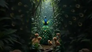 &ldquo;A peacock dances in the middle of the rainforest while baby animals watch in awe 