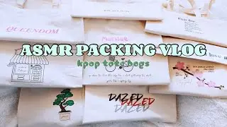 asmr packing orders || no talking | kpop small business | kpop tote bags | misomae