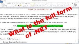 What is Full Form of .NET | What is .NET