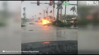VIDEO: Power line sparks in Florida as Hurricane Ian moves through