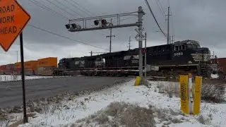 Norfolk Southern 8050 leads a container load going east at Indianapolis Blvd in Hammond Indiana