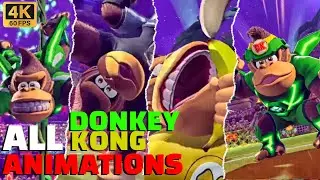 DONKEY KONG  WIN, VICTORY, LOSE AND ENTRANCE ANIMATIONS - Mario Strikers Battle League (4K60FPS)