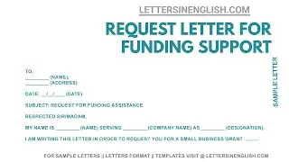 Support letter for Funding Support &ndash; Sample Request Letter Format