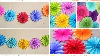 Handmade Paper Rosette Flowers|Pinwheels|Stars Backdrop for any Party Wall Decoration ideas