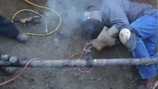 Welding a live natural gas line!