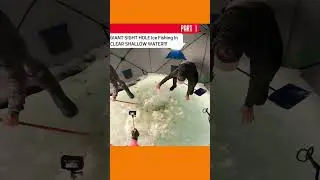 GIANT SIGHT HOLE Ice Fishing In CLEAR SHALLOW WATER!!! - part 1