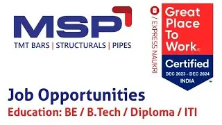 स्टील प्लांट में भर्ती | MSP Steel and Power Ltd | Multiple job vacancies for BE B.Tech Diploma ITI