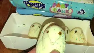 Peeps Brand Cotton Candy & Party Cake Marshmallows Candy Review & Reveal Video