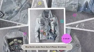 Blue Denim Jacket Rock Guns N Roses Streetwear