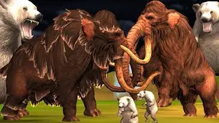 Zombie Mammoth vs Woolly Mammoth | Polar Bear |Epic Battle for Animal Territory | Wild Animals