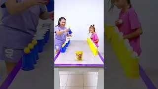 Ping Pong Cups Catch Challenge who Wins #shorts Eva Alisa Family Shorts
