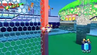 Mario hugs red guard rail (useless glitch)