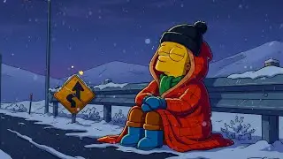 Ｓｎｏｗｙ　Ｎｉｇｈｔ 🌙 Winter Lofi Beats ❄️ Bart Simpson Chill Mix [ music to fall asleep to ]