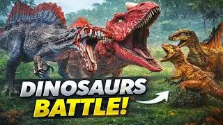 DINOSAURS BATTLE 🔥 | Giant Spinosaurus vs Carnotaurus | Epic Jungle Fight | 4K Gameplay #dinosaur