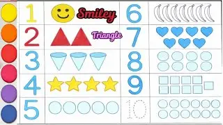 Numbers with shapes - kids colouring numbers - shapes number and colouring 