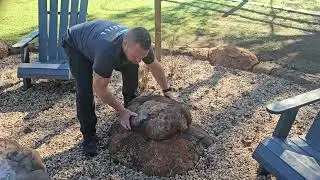Artificial Rock Cooler box Fire Pit area.