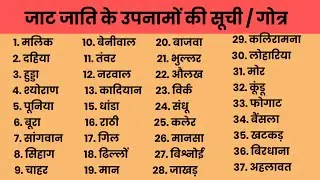 जाट जाति के उपनामों की सूची | Jaat Caste Surname List in Hindi