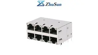 BelFuse 0895-2C4R-DA Stacked 8 Port RJ45 2x4 Gigabit 1000 Base-T Magnetics RJ45 Jacks ZhuSun Jack