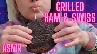 ASMR. CRISPY CRUNCHY Grilled Cheese. Ham & Swiss Sandwich (Eating sounds//no talking)