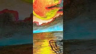 Sunset painting | Easy painting ideas #shorts #shortsfeed #drawing #acrylicpainting #painting