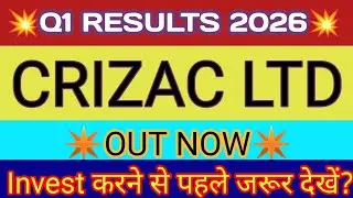 Crizac Q1 Results 2025 🔴Crizac Results🔴Crizac Share Latest News 🔴Crizac Share 🔴Crizac Stock Analysis