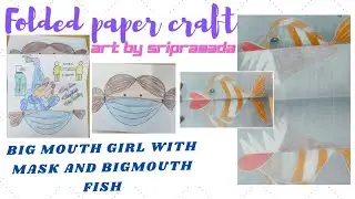 Art on folded paper|Big mouth|Drawing on folded paper|Art by Sripramada