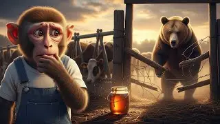 A Wild Bear Attacks the Farm&hellip; But Baby Monkey Discovers the Truth (It Was Just Hungry) 🐻🍯🍎