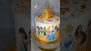 Princess Theam Cake | Disney Princess Cake | Princess Tiara Cake | Fondant Princess Crown | #shorts