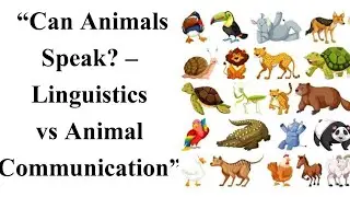&ldquo;Can Animals Speak? &ndash; Linguistics vs Animal Communication&rdquo;