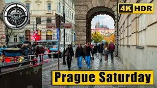 Prague Saturday Walking Tour 🇨🇿 Czech Republic 4K HDR ASMR