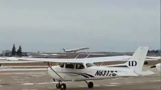 American Eagle ERJ-145 taking off at KDBQ