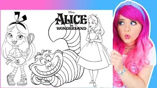 Coloring Alice in Wonderland Disney Coloring Pages | Alice's Wonderland Bakery Chesire Cat | Markers
