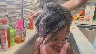 Daddy daughter hair wash day and styling