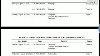 B.A.final year 2021 Exam datesheet announced/mgsu B.A.final year datesheet 2021 Announced