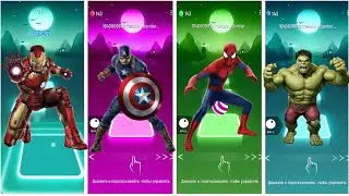 Marvel Heroes in Tile Hop Game 🔥 Iron Man vs Captain America vs Spider-Man vs Hulk