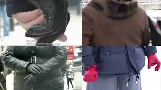Leather gloves and girls  leather jacket 