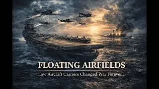 &ldquo;FLOATING AIRFIELDS&rdquo;. Subtitle below: &ldquo;How Aircraft Carriers Changed War Forever&rdquo;