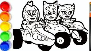 PJ Masks On Cars Coloring Pages | Drawing Pj Masks | Coloring Pages for Kids