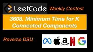 3608. Minimum Time for K Connected Components | Reverse DSU